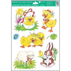 Window foil without glue traditional Easter motifs duckling in a hat 37 x 26 cm