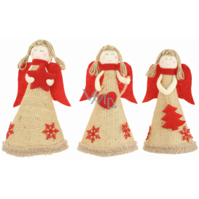 Jute angel with red wings for standing 19 cm 1 piece