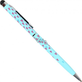 Albi Ballpoint pen with stylus Turquoise with hearts