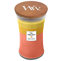 WoodWick Trilogy Tropical Sunrise - Tropical sunrise scented candle with wooden wick and glass lid large 609 g