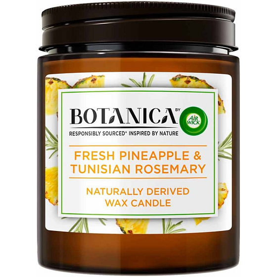 Air Wick Botanica Fresh Pineapple and Tunisian Rosemary Scented Candle Glass, Burn Time up to 40 Hours 205 g