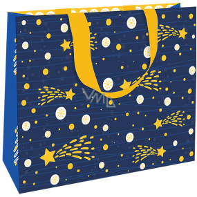 Nekupto Gift paper bag luxury 30 x 23 cm Blue with comet Christmas WLFL 1997