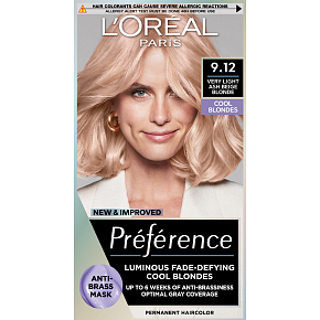 L'oreal Paris Préférence Cool Blondes hair color, Siberia, very light ash blonde 9.12