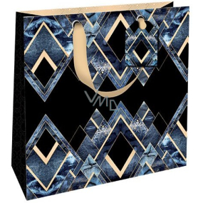 Nekupto Gift paper bag luxury 23 x 23 x 10 cm Blue marble 2033 LIM