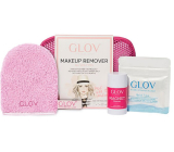 Glov Makeup Remover Travel Set Pink odličovací rukavice na odstraňování make-upu + odličovací prstík pro rychlou korekci make-upu + mýdlo Magnet Cleanser + háček + kosmetická taštička, kosmetická sada pro ženy