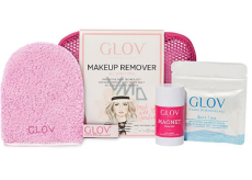 Glov Makeup Remover Travel Set Pink makeup removal gloves + makeup removal finger for quick makeup correction + Magnet Cleanser soap + hook + cosmetic bag, cosmetic set for women