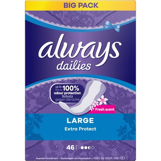 Always Dailies Extra Protect Large Soft Scented Intimate Pads 46 pcs