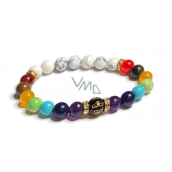 Chakra healing bracelet, elastic natural stone, ball 8 mm / 16-17 cm, Reiki prayer, balancing