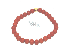 Jasper red matte bracelet elastic natural stone, ball 6 mm / 16-17 cm, full care stone