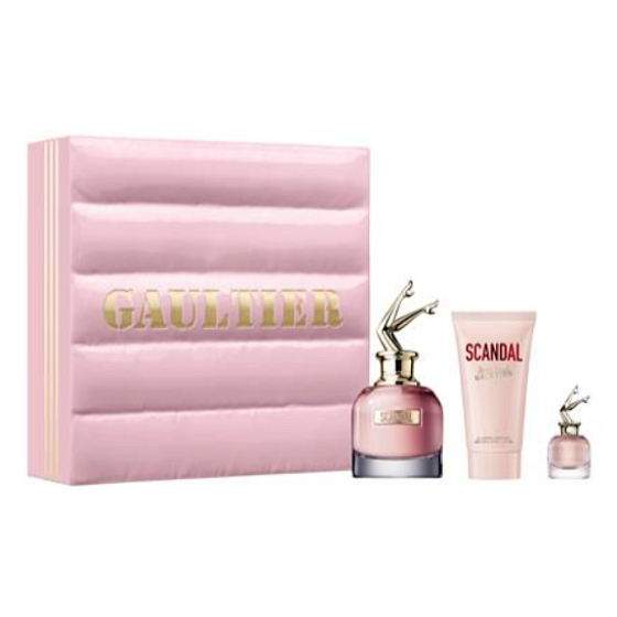 Jean Paul Gaultier Scandal eau de parfum 50 ml + body lotion 75 ml + eau de parfum 6 ml miniature, gift set for women