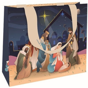 Nekupto Gift paper bag with embossing 23 x 18 cm Christmas nativity scene
