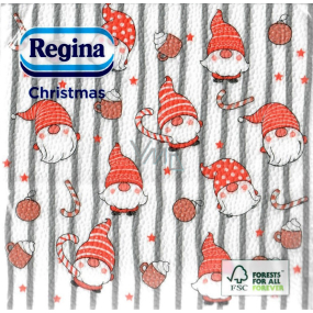 Regina Paper napkins 1 ply 33 x 33 cm 20 pieces Christmas white and grey stripes with elf