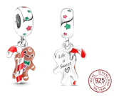 Sterling silver 925 Gingerbread figure 2in1, Christmas bracelet pendant