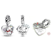 Sterling silver 925 Disney Winnie the Pooh and Piglet - It's not what we have, but who we have, 2in1 heart pendant for bracelet