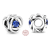 Charm Sterling silver 925 Infinite circle of eternity shining blue, bead for bracelet