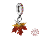 Charm Sterling silver 925 Autumn colours - autumn leaf, maple leaf, nature bracelet pendant