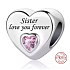 Charm Sterling Silver 925 Sister Loves You Forever Heart, Bead for Family Bracelet