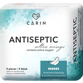 Carin Antiseptic Ultra Wings Thin Intimate Pads, 9 pcs