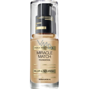 Max Factor Miracle Match Foundation Makeup 45 Warm Almond 30 ml