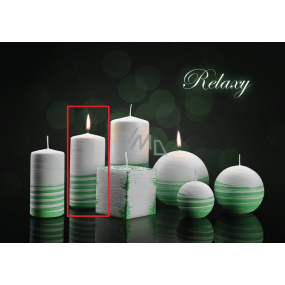Lima Aromatic spiral Relay candle white - green cylinder 60 x 120 mm 1 piece