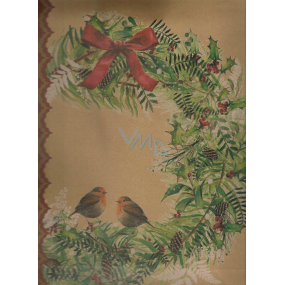 Ditipo Gift kraft bag 26.5 x 12 x 37 cm white wreath birds