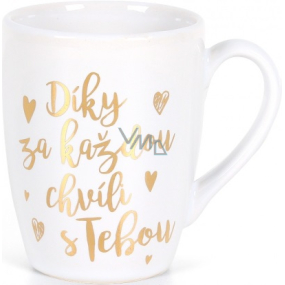 Albi Mug with golden text Thanks for any moment white 300 ml