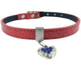 Tatrapet Lurex collar red decorated - heart 1,5 x 37 cm