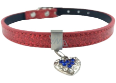 Tatrapet Lurex collar red decorated - heart 1,5 x 37 cm