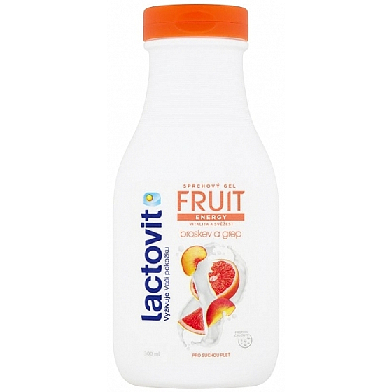 Lactovit Fruit Energy Vitality and Freshness Peach and Grapefruit Shower Gel for Dry Skin 300 ml