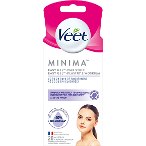 Veet Minima Easy-Gel Wax Strips for Face, 20 pcs
