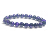 Tiger eye purple bracelet elastic natural stone, ball 8 mm / 16-17 cm, stone of the sun and earth, brings luck and wealth