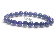 Tiger eye purple bracelet elastic natural stone, ball 8 mm / 16-17 cm, stone of the sun and earth, brings luck and wealth