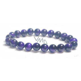 Tiger eye purple bracelet elastic natural stone, ball 8 mm / 16-17 cm, stone of the sun and earth, brings luck and wealth