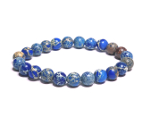 Jasper / Regalite Imperial sea sediment blue bracelet elastic mixed mineral, ball 8 mm / 16 - 17 cm