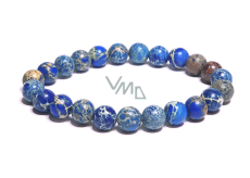 Jasper / Regalite Imperial sea sediment blue bracelet elastic mixed mineral, ball 8 mm / 16 - 17 cm