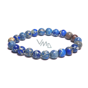 Jasper / Regalite Imperial sea sediment blue bracelet elastic mixed mineral, ball 8 mm / 16 - 17 cm