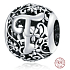 Sterling silver 925 Magic alphabet letter T with flowers, bead for bracelet