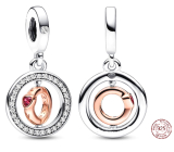 Charm Sterling silver 925 Love that spins - swivel ring, love bracelet pendant