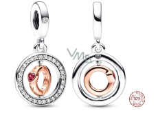 Charm Sterling silver 925 Love that spins - swivel ring, love bracelet pendant