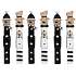 Snowmen black and white on peg 8,5 cm 6 pieces