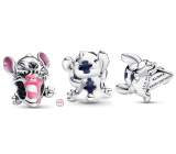 Charm Sterling silver 925 Disney Stitch with birthday cake, bead on bracelet movie