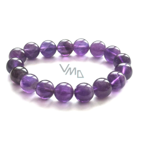 Amethyst bracelet elastic natural stone, bead 11 - 12 mm / 16 - 17 cm, AA quality, stone of kings and bishops