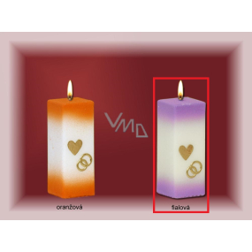 Lima Wedding Candle Heart and Rings Candle Purple Prism 60 x 120 mm 1 piece