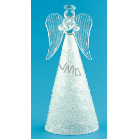 Glass angel with a glittering skirt standing 14 cm