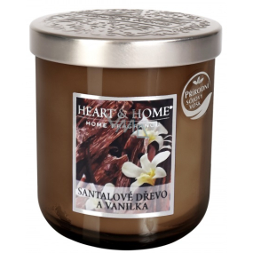 Heart & Home Sandalwood and vanilla Soy scented candle medium burns up to 30 hours 115 g