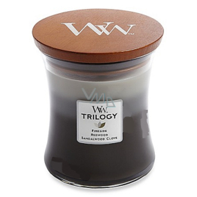WoodWick Trilogy Warm Woods - Warm wood scented candle with wooden wick and lid glass medium 275 g
