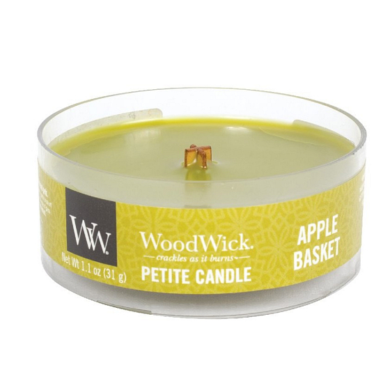 WoodWick Apple Basket - Basket of apples scented candle with wooden wick petite 31 g