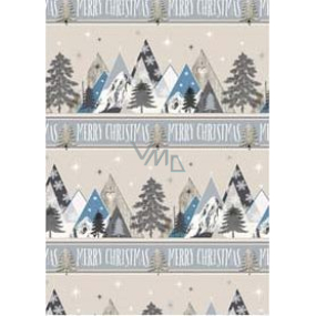 Ditipo Gift wrapping paper 70 x 200 cm Christmas silver mountains Merry Christmas