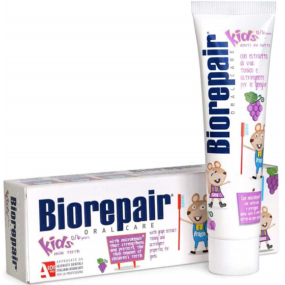 Biorepair Kids Toothpaste with grape flavour for children 0-6 years 50 ml