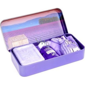 Esprit Provence Lavender toilet soap 60 g + scented bag + essential oil 12 ml + tin box with sunset picture, cosmetic set for women